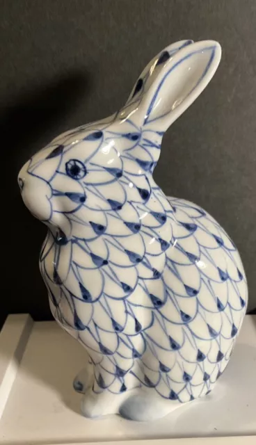 Andrea By Sadek  Fishnet Bunny Blue And White 6” Tall