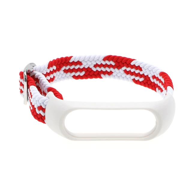 Nylon Watch Strap Replacement Compatible with Mi Band 5 Watch Band Red White