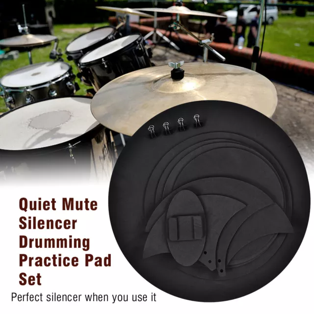 10 x Bass Snare Drum Kit Sound Off Quiet Mute Silencer Practice Silence Pads UK 3