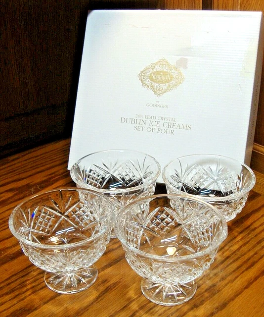 Shannon Godinger 24% Leaded Crystal Dublin Ice Creams Set (4) Fruit~Coctails X14