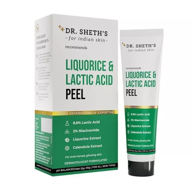 Dr. Sheth's Liquorice & 8.8% Lactic Acid (AHA) Chemical Peel For Even-Toned 30gm