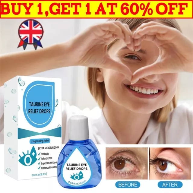 Taurine Eye Relief Drops Redness Reliever for Dry Eyes Glaucoma Care Drops UK🔥