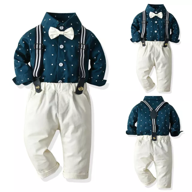 Infant Baby Boys Gentleman Clothes Kids Long Slevee Suit Top Pants Outfits Set