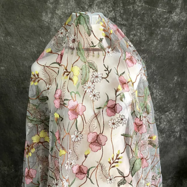 Netz Spitze Stickereien Blumen Stoff Tüll Durchsichtig für DIY Kleid Gardinen