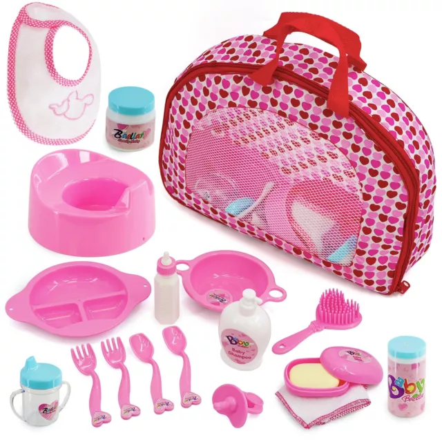 The New York Doll Collection Baby Doll Feeding & Caring Accessory Set in  Zippered Carrying Case - 20 pc Accessories for Dolls 