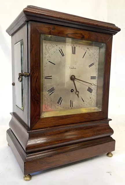 Antique Rosewood Fusee Library Clock By Archibald Haswell London Working Order