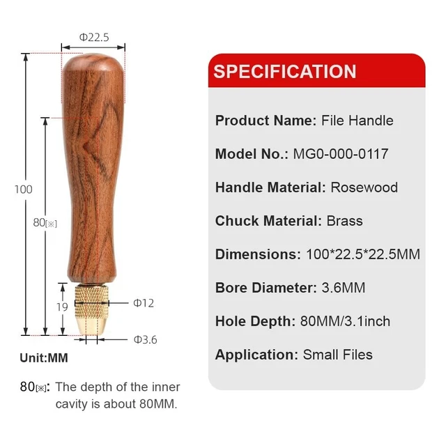 BRASS COLLET CHUCK File Solid Wood Handle Solid Wooden Handles ...