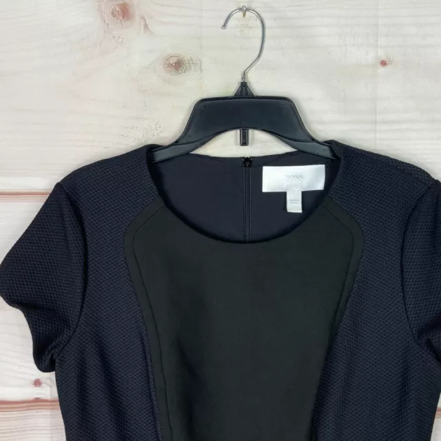 Boss Hugo Boss Top Womens US 8 Black Idama Ponte Blouse Short Sleeve Seamed 2