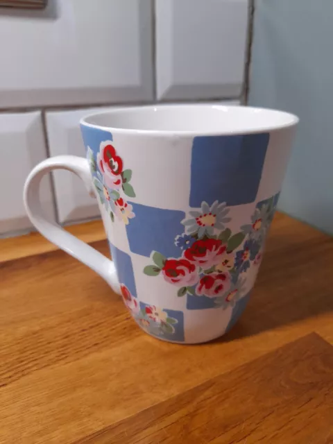 Cath Kidston By Churchill Large China Mug Blue Check Floral Retro Vintage 50s