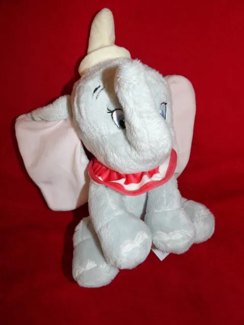 Doudou Peluche Disney Nicotoy Eléphant Dumbo Assis Col Rayé Rouge