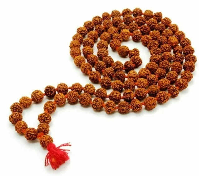 Rudraksha Mala 8mm Perlen 108+1 Perlen Japa Mala 100% natürlicher...