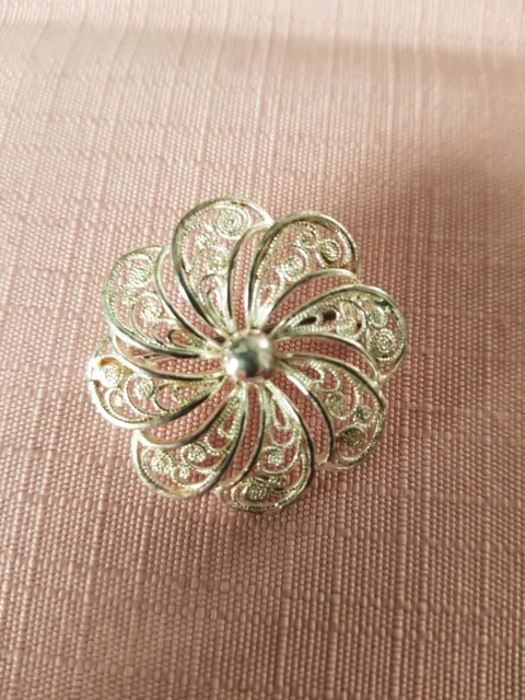 Schöne alte Brosche Punze 835 B Silber Blume Antik Filigran Schmuck Trachten