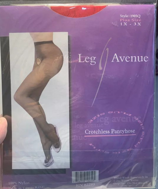 Leg Avenue RED Crotchless Pantyhose Style 1905 (Q) Plus Size 1X/3X New