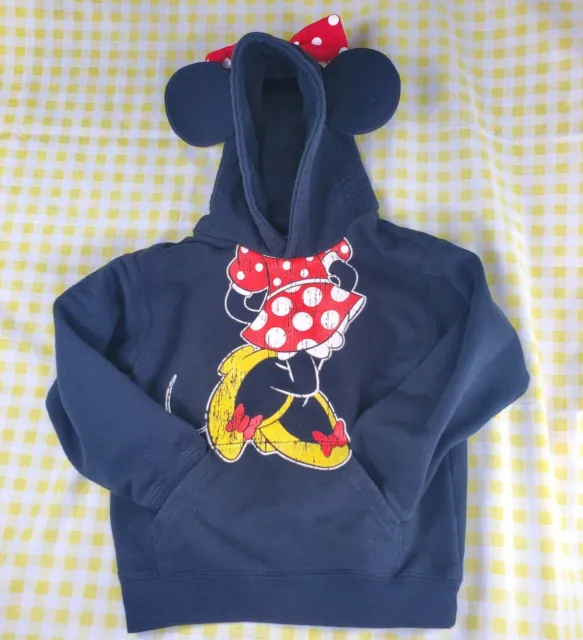 Disneyland Walt Disney World Minnie Mouse Ears Hooded Pullover Hoodie Girl Small