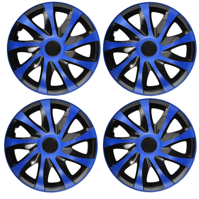 16'' Hubcaps Wheel Covers Trims 16inch 4 pcs Blue Solid ABS Plastic Steel Rings
