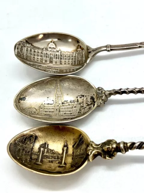 Vintage Old Tea Coffee Salt Silver Depose 800 World Stamp Set 3 Pices Spoons