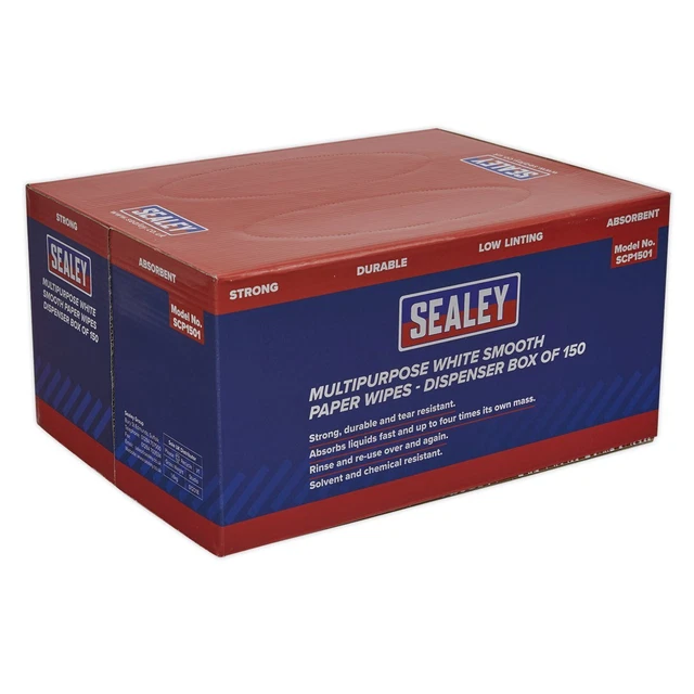 Sealey SCP1501 Multiuso Carta Salviette Dispenser Scatola Bianco 73gsm 150 Fogli