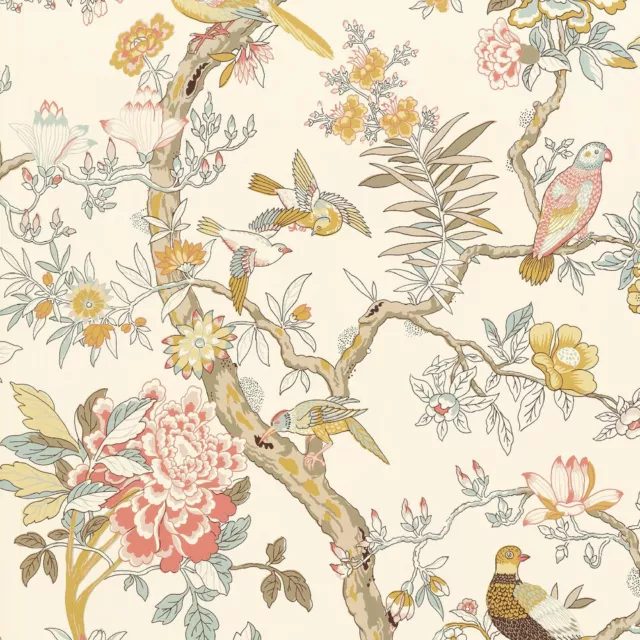 T6059  Thibaut 125th Anniverary Papagayo Wallpaper Cream With Trees and Birds