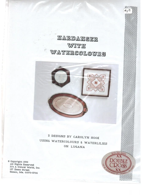 "Hardanger con acuarelas"" 3 diseños de Carolyn Hook 1990 nenúfares"