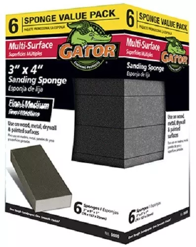 Ali Gator Sanding Sponge, Extra Fine/Fine, 3 x 4-In., 6-Pk., 4204GA