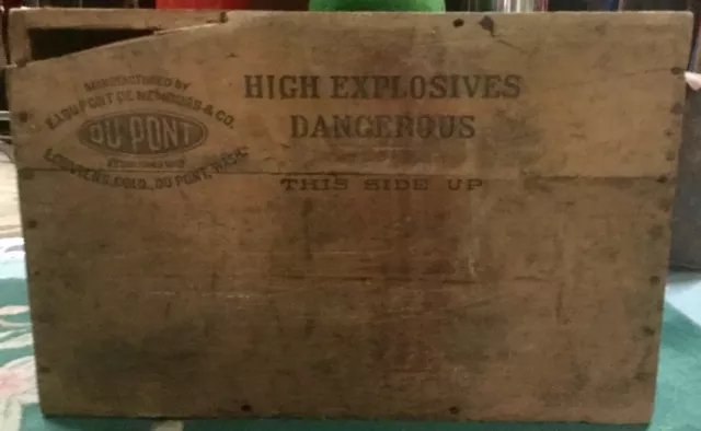 Vintage Wood DuPont High Explosive Dynamite Crate