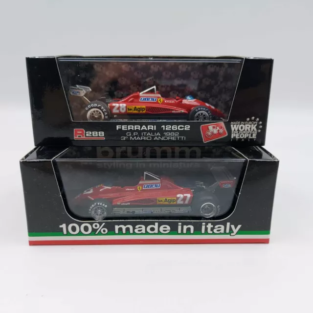 1982 Lot 2 Brumm Ferrari 126C2 Villeneuve Andretti R267/288 Diecast 1:43 MIB