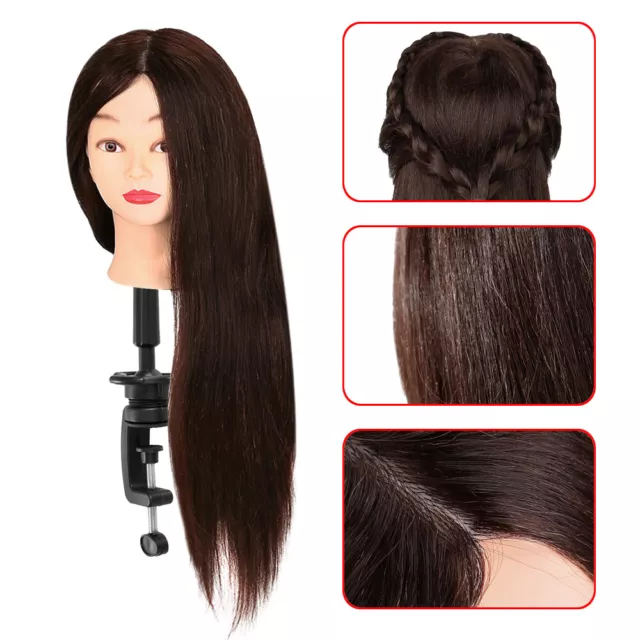 100% 26'' Human Hair MANNEQUIN HEAD Hairdresser / Apprentice Cut with Clamp Kit