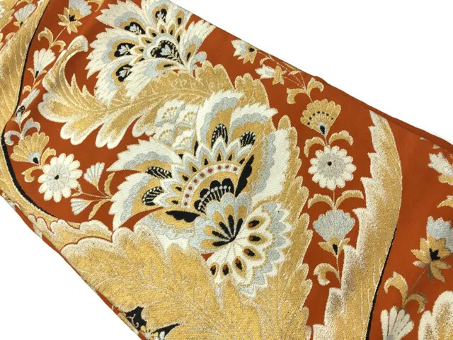 6274094: Japanese Kimono / Vintage Nagoya Obi / Woven Flower Arabesque
