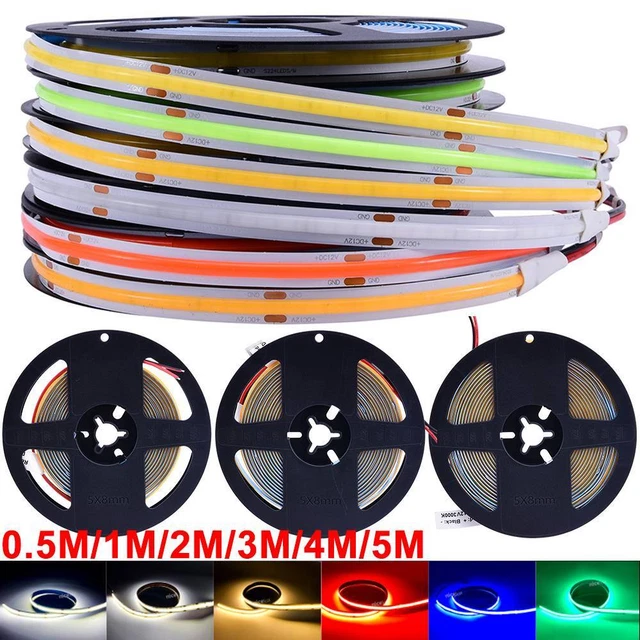0.5- 5M COB LED Strip Light Flexible Bendable Tape Lights for Bedroom Cabinet US