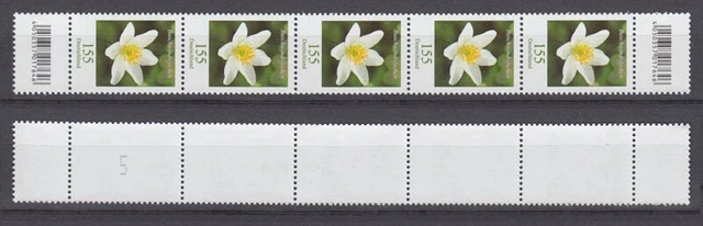 Bund 3372 mit 2 EAN-Codes RM RE 5er Streifen Buschwindröschen 155 Cent **