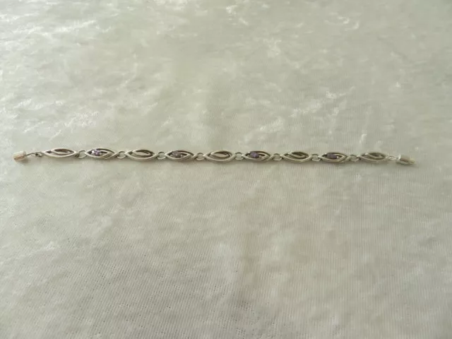 Jolie bracelet en argent massif type Art Déco serti d'améthyste