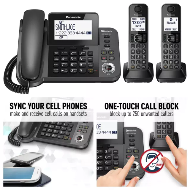 Panasonic Link2Cell Corded Phone System with 2 Corded Handsets