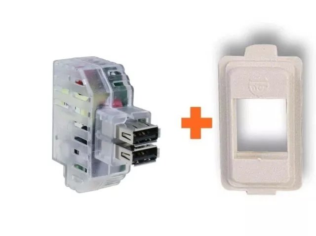 Fanton caricatore doppia presa USB A 5V 2,4A compatibile Bticino Magic - 82892-B