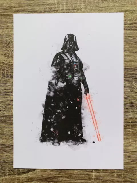 Disney Star Wars Darth Vader Picture Print Wall Art Watercolour Size A4