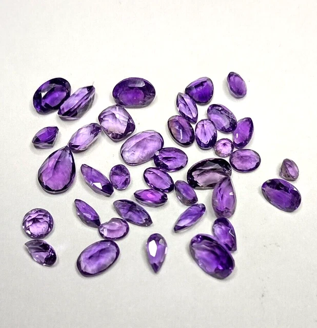 9.9ct Loose Natural Amethyst Gemstones, mixed cuts