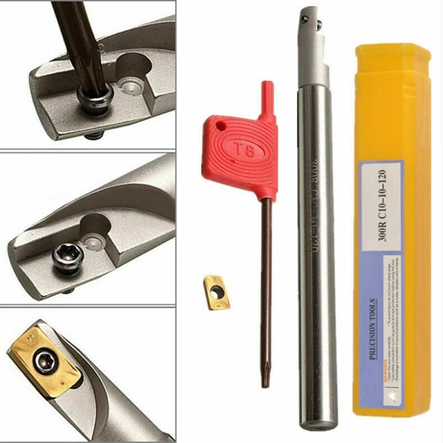 Barre D'alésage De Tour 8 Mm Avec Inserts – Design Anti-vibration, Chanfrein Pour Copeaux, Clé Incluse