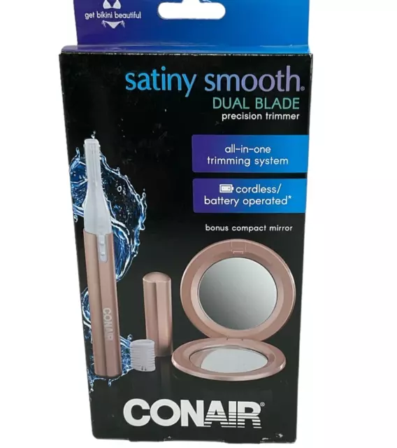 Conair Satiny Smooth Dual Blade Precision Trimmer w/ Bonus Compact Mirror Gold