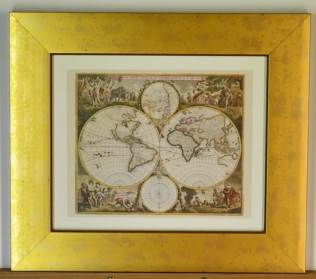 "World Map" Framed Quality Art Print with Glass