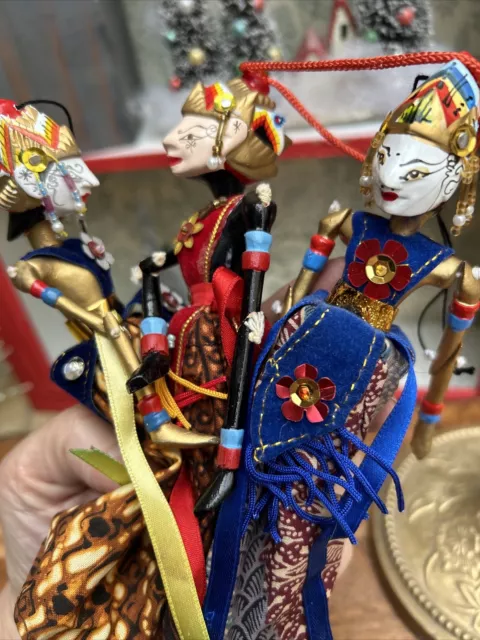 3, Wayang Golek Collectable Stick Rod Puppets(?) SITA Indonesian Hand Painted