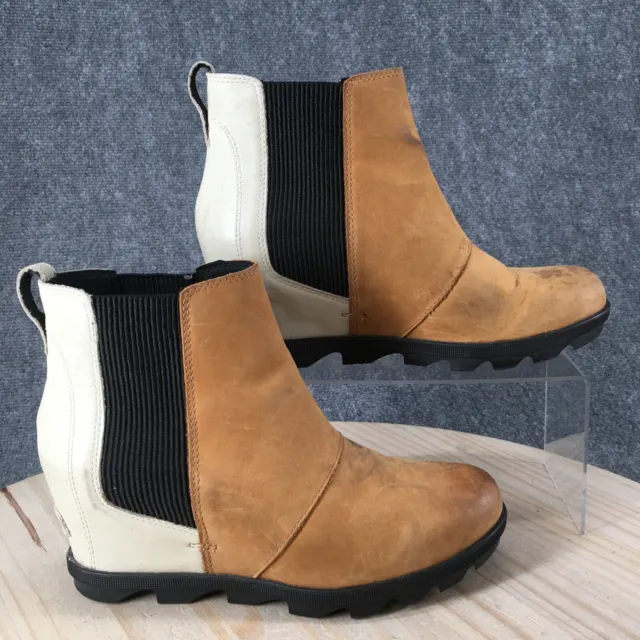 Sorel Boots Womens 10 Joan Of Arctic Wedge II Chelsea NL3023-224 Beige Leather