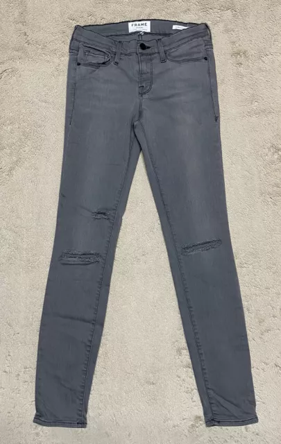 Frame Womens Size 28 Le Skinny De Jeanne Jeans Gray Distressed