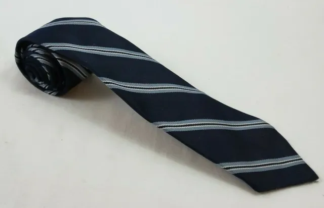 KTECH Blue White Diagonal Stripe on Navy Blue Neck Tie -TIES DESIGNER