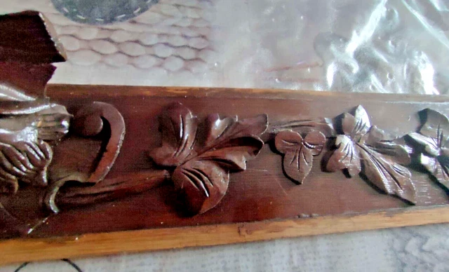 44,5" Antique French Wood Carved Oak Gothic Pediment Architectural Demon Head 4