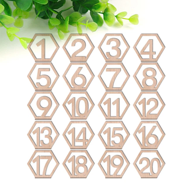 Chiffres De Table En Bois 1 à 20 - Design Hexagonal Pour Mariage, Anniversaire, Événements