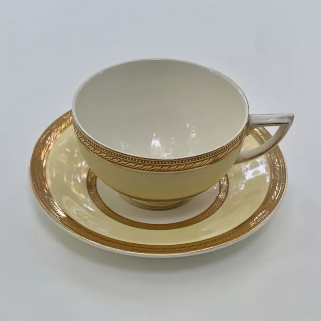 Crown Ducal England Abbey Porcelain Gold Encrusted Tea Cup and Saucer Set 5056