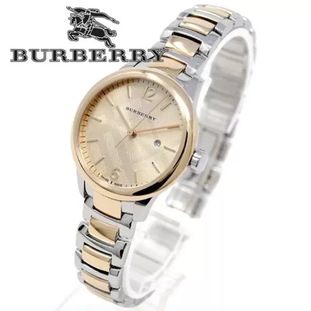 Montre Femme Authentique BURBERRY MADE SUISSE Argentée et Or Date. 519,00€ NEUVE