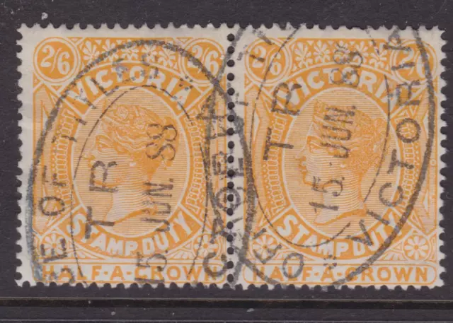 Victoria 1888 2/6 Yellow Orange Qv Stamp Duty Pair Office Of Titles (Qc38)