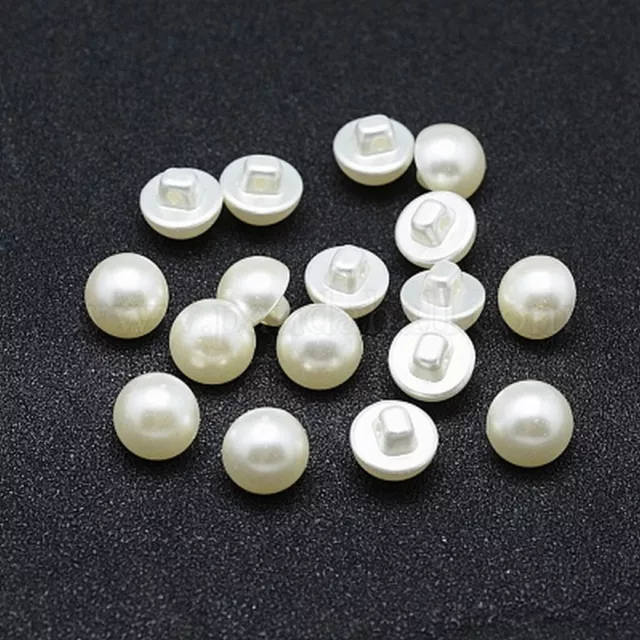 20 BOUTONS de TIGE Beige NACRE Aspect Perle nacrée Acrylique  10 mm 1 trou