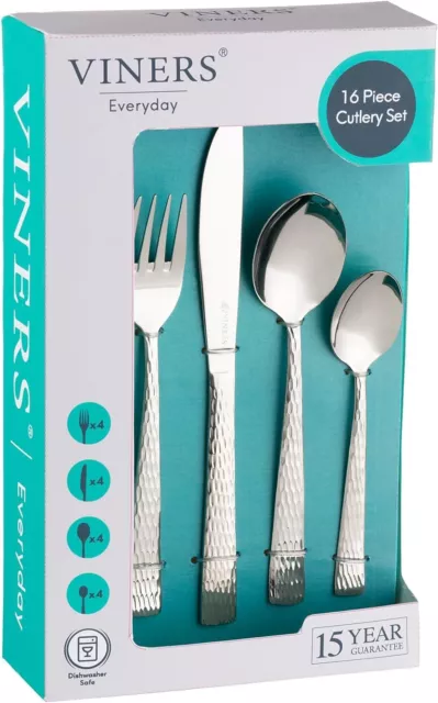 Viners Everyday Glisten 16 Piece 18/0 Silver Stainless Steel Cutlery Set