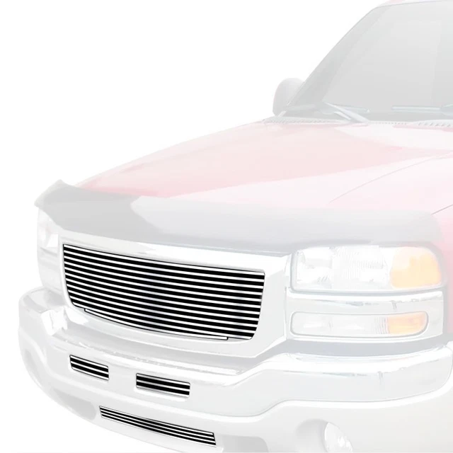 For GMC Sierra 3500 Classic 07 Main and Bumper Grille Kit 3-Pc Polished 8x6 mm